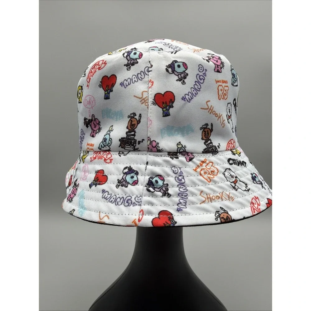 BT21  Logo Black Reversible Bucket Hat One Size Adult Lightweight